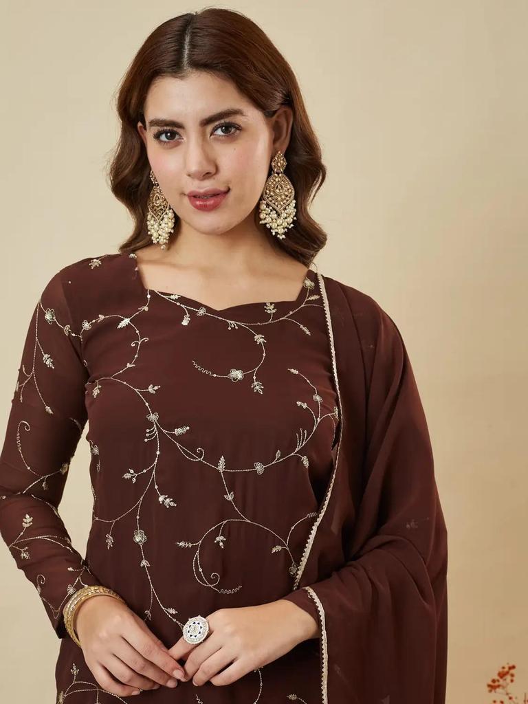 Women Designer Party Wear Georgette Kurta Palazzo Dupatta Set Indian Bollywood Wear Dress