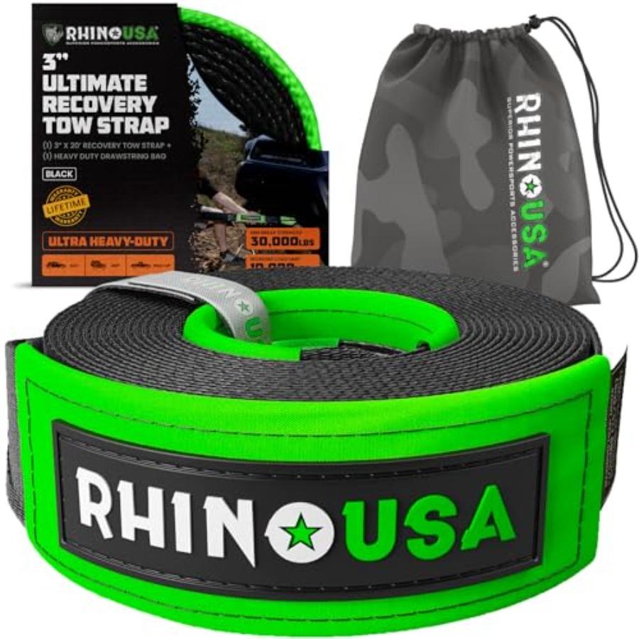 Recovery Tow Strap (3 x 20 ) - 31,518lb Break Strength - Emergency Recovery Strap Tow Rope for Truck, UTV, ATV & More - Heavy Duty Towing Strap for чёрный