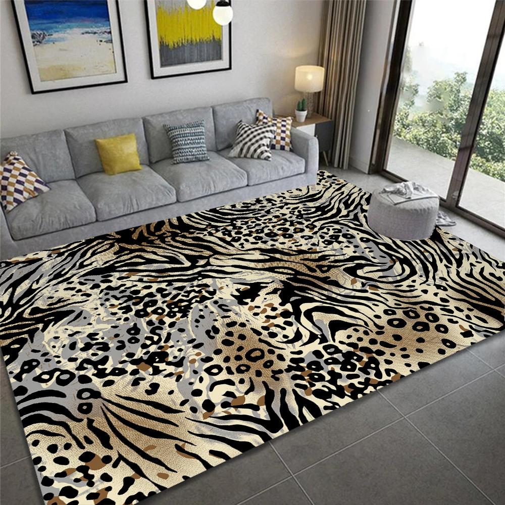 Luipaard- en Zebraprint Tapijt Antislip Wasbaar Flanel Gebiedskleed voor Huis Woonkamer Slaapkamer Tapijt Eetkamer Keuken Vloermat