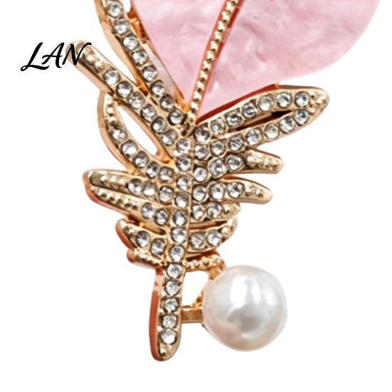 Alloy Feather Pin Faux Pearl Rhinestone Brooch, Decorative Lapel Clip Vintage Brooch for Women, Sweater Cardigan Coat Suit Jewelry Accessories