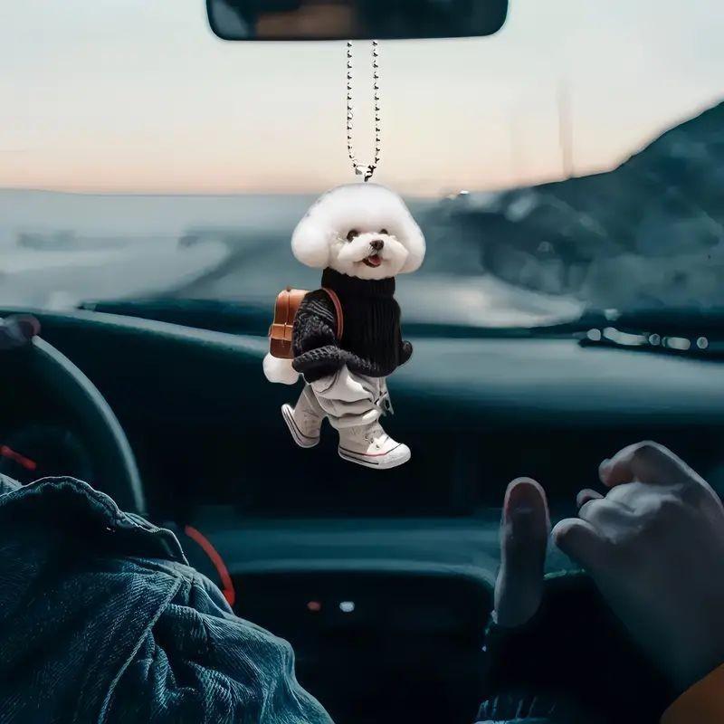 New Cute Personality Puppy Backpack Pendant Fashion Acrylic Flat Car Pendant Keychain Pendant