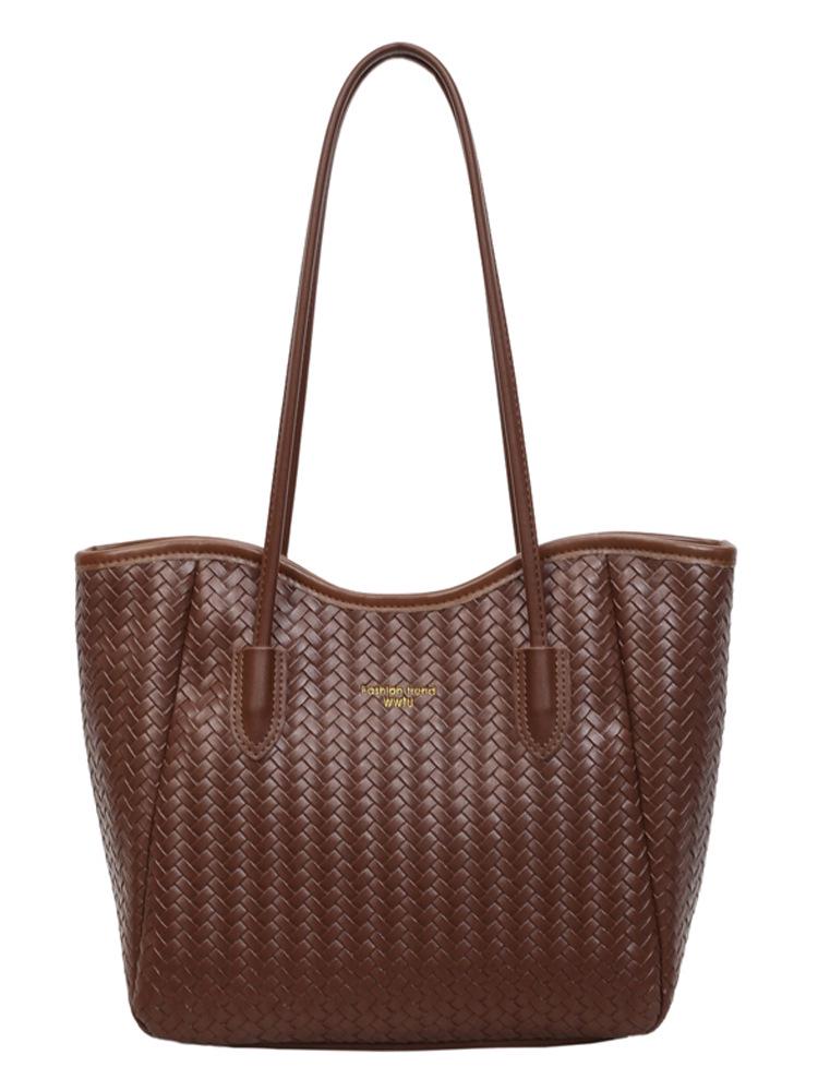 Woven Texture Women's Large Capacity Tote: 2026 High-End Casual Work & Commute Shoulder Bag