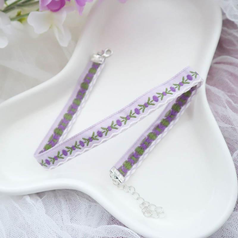 Purple Choker Necklace for Women Fashion Pearl Lace Butterfly Daisy Flower Heart Moon Clavicle Jewelry Accessory Ideal Gift