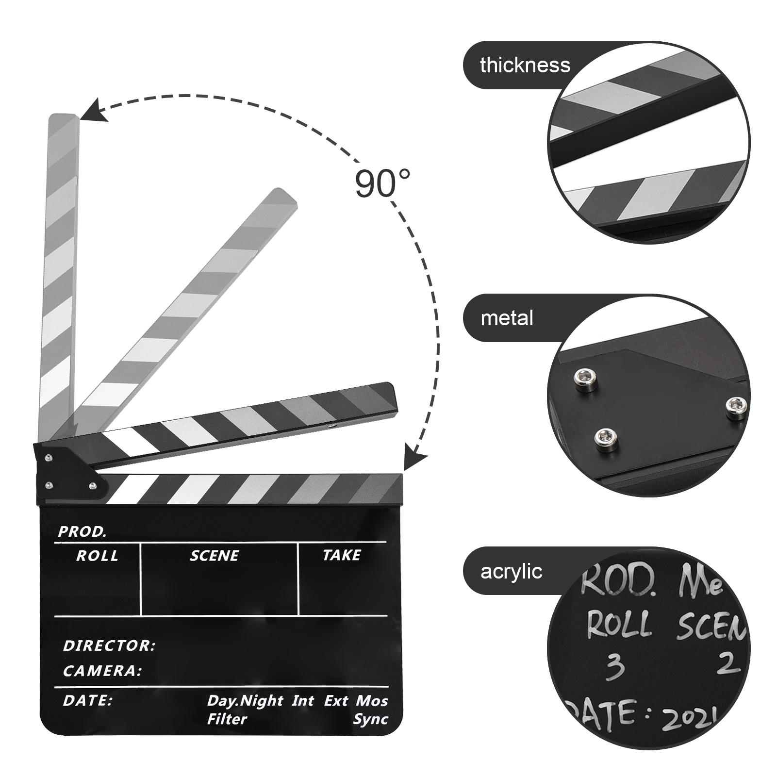 

Acrylic Clapperboard Film Clapboard Movie Director s Slate Cut Action Scene Clapper Board Film Slate Dry Erase Type 1 чорний