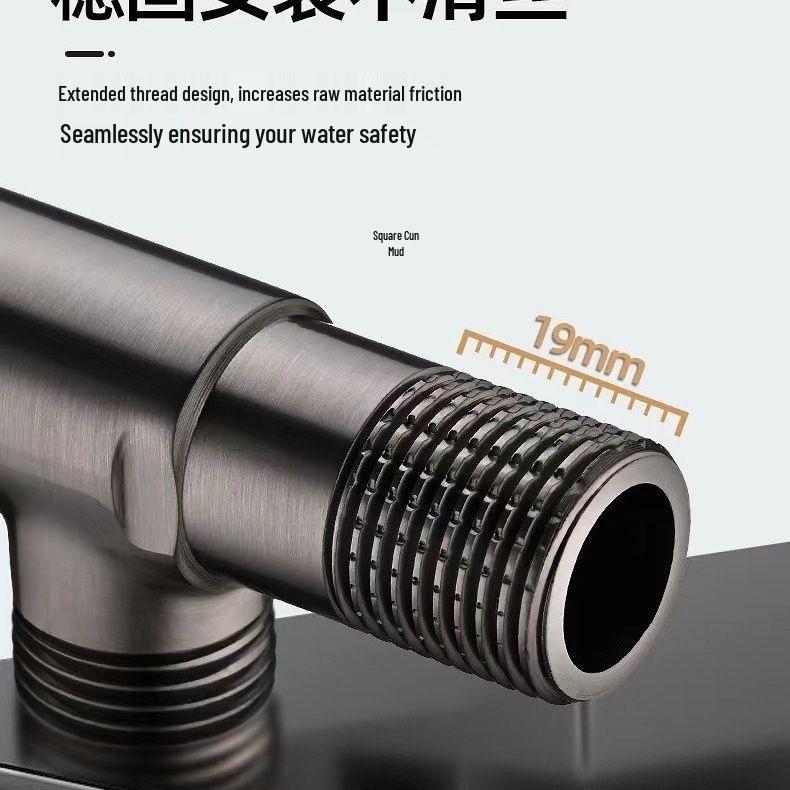 Gun Gray Stainless Steel Angle Valve - Hot/Cold Water Heater Stop Valve with Copper Core for Toilet.
