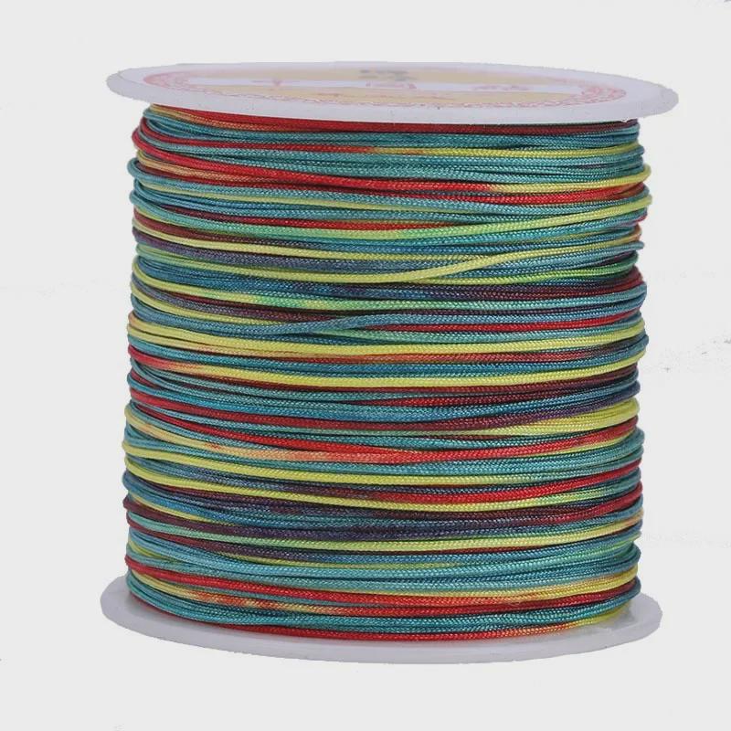 Colorful Gradient Handcrafted Bracelet Rope with Jade Hue - 100m Braided DIY Cord for Pendants