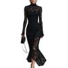 Elegant Cross-border Autumn/Winter Long-sleeved High-waisted Slim-fit Banquet Dress for Women