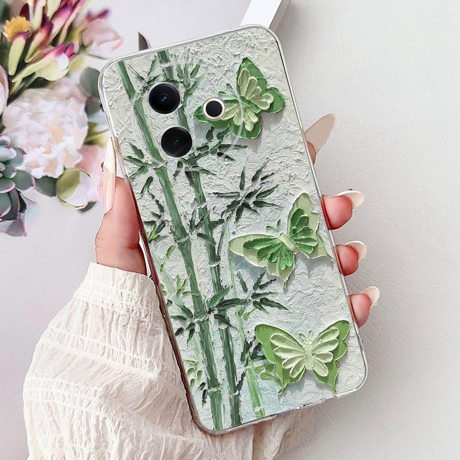 For Vivo Y39 5G Y300i 5G / Vivo V2436 V2444A Back Cover Girly Fashion Flower Butterfly Painting Case Soft Clear Silicone Funda