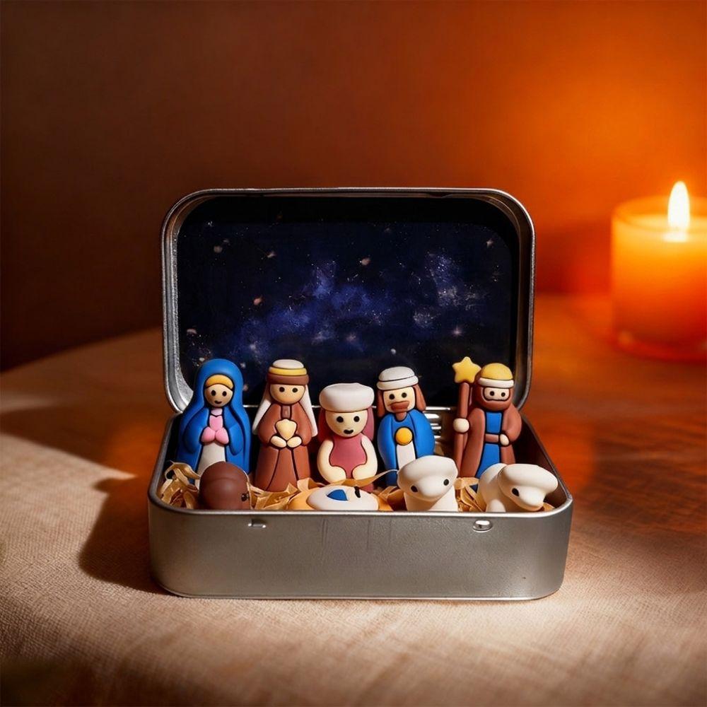 Shepherd Animal Mini Christmas Nativity Set Hand Painted Xmas Manger Ornaments Table Decor