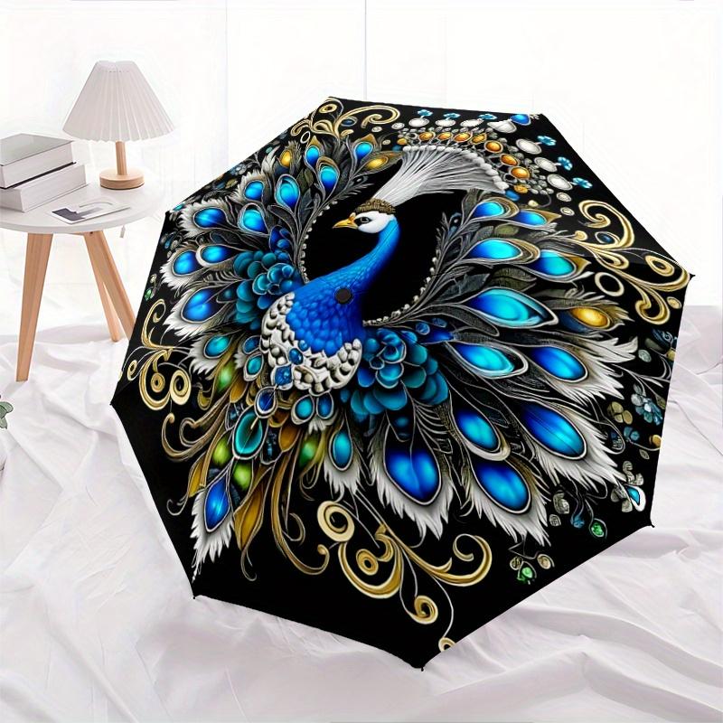 

1pc Enchanted Elegance Peacock Automatic, Cute Cartoon Pattern, Portable Outdoor Umbrella, Perfect, Holiday Gift for fans.C007