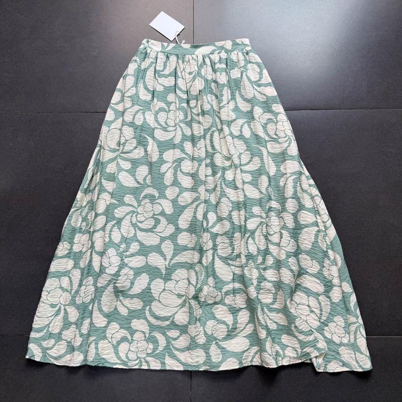

Export Single French Vintage Style A- line Mid Length Long Length Skirt Long Skirt Plaid Easiest for Match Skirt Green overskirt L