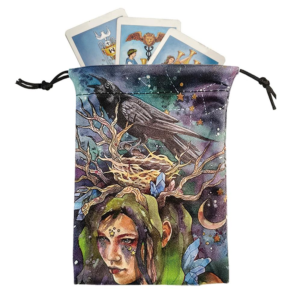 

Сумки-органайзеры на шнурке, бархатные 5X7 дюймов, органайзер для колоды Таро, маленькие многофункциональные мягкие сумки для украшений Crow