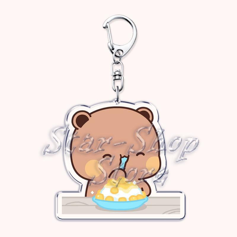 Cute Bubu Love Dudu Yier Keychains Couple Bear Panda Keyrings for Accessories Bag Pendant Key Chain Jewelry Fans Lovers Gifts