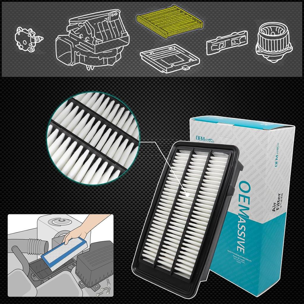 Engine Air Filter 17220-5AA-A00 Automotive Replacement Engine Filter Compatible with Honda CR-V 1.5L 17-21, Civic 16-21 Intake Air Filter Replacement