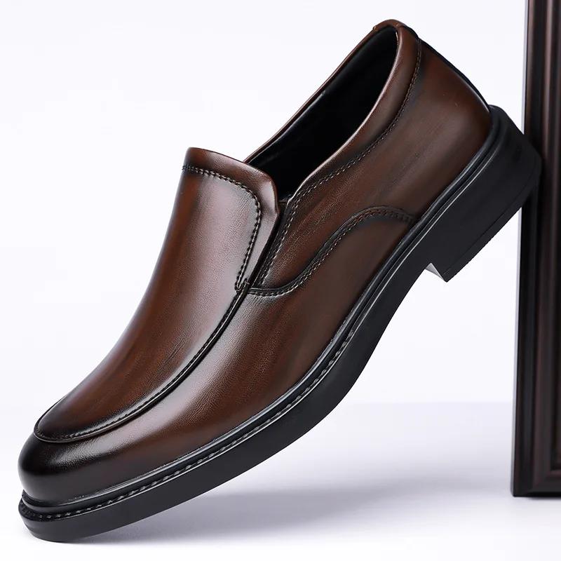 Fashion Men's solid color PVC leather shoes, business shoes, formal shoes, anti slip, soft and not easily deformed 2025