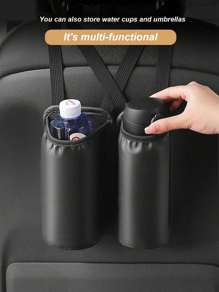 Car Fire Extinguisher Holder - PU Leather Car Storage Sleeve with Hook & Loop Fastener, Universal Fit for Seat Back & Trunk