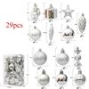 29 Pcs Silver Red Unique Shaped Christmas Ball Ornaments Holiday Party Tree Decorations Pendant Spheres
