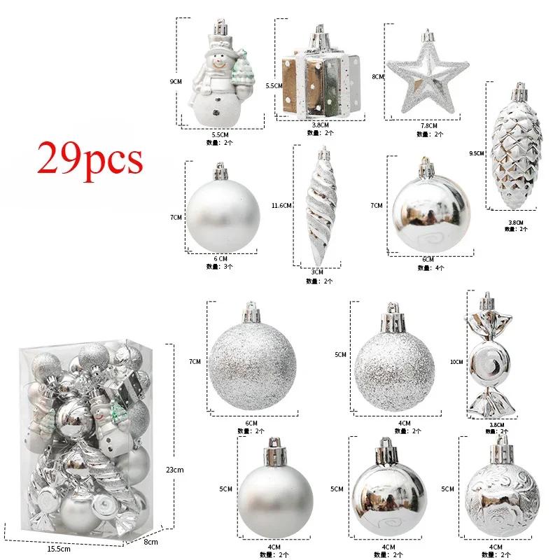 29/40pcs Silver Red Special-shaped Christmas Ball Ornaments Christmas Tree Party Decoration Christmas Spheres Pendant New 2026