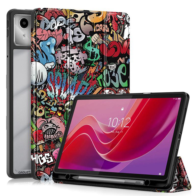 

Защитный кожаный чехол для Lenovo Xiaoxin Pad 2024 с тройной подставкой и защитой от падений, полностью закрывающая задняя панель. Xiaoxin Pad 2024/Lenovo Tab M11 330