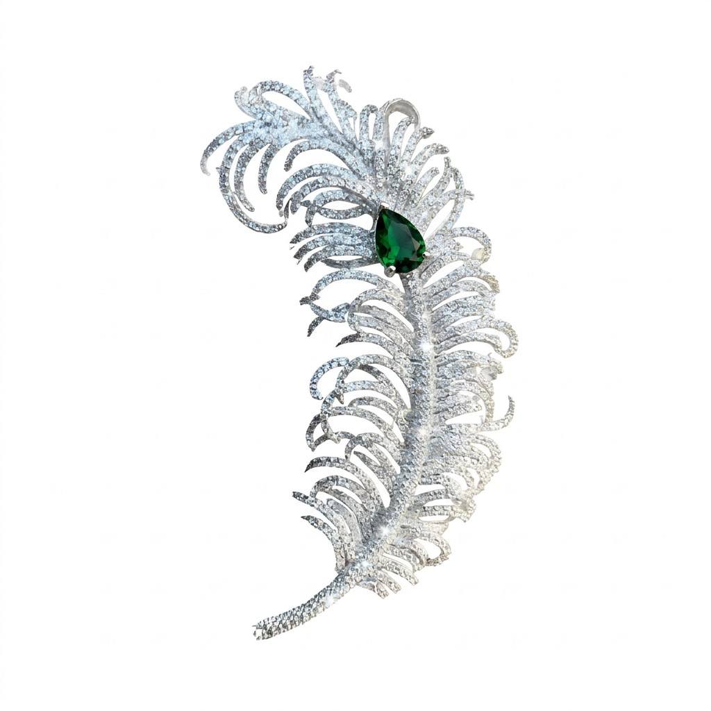 2026 Recommend Women's High-End Zircon Feather Brooch Classic Corsage Suit Accessories Jewelry Pin Buckle Wedding Gift Brooches