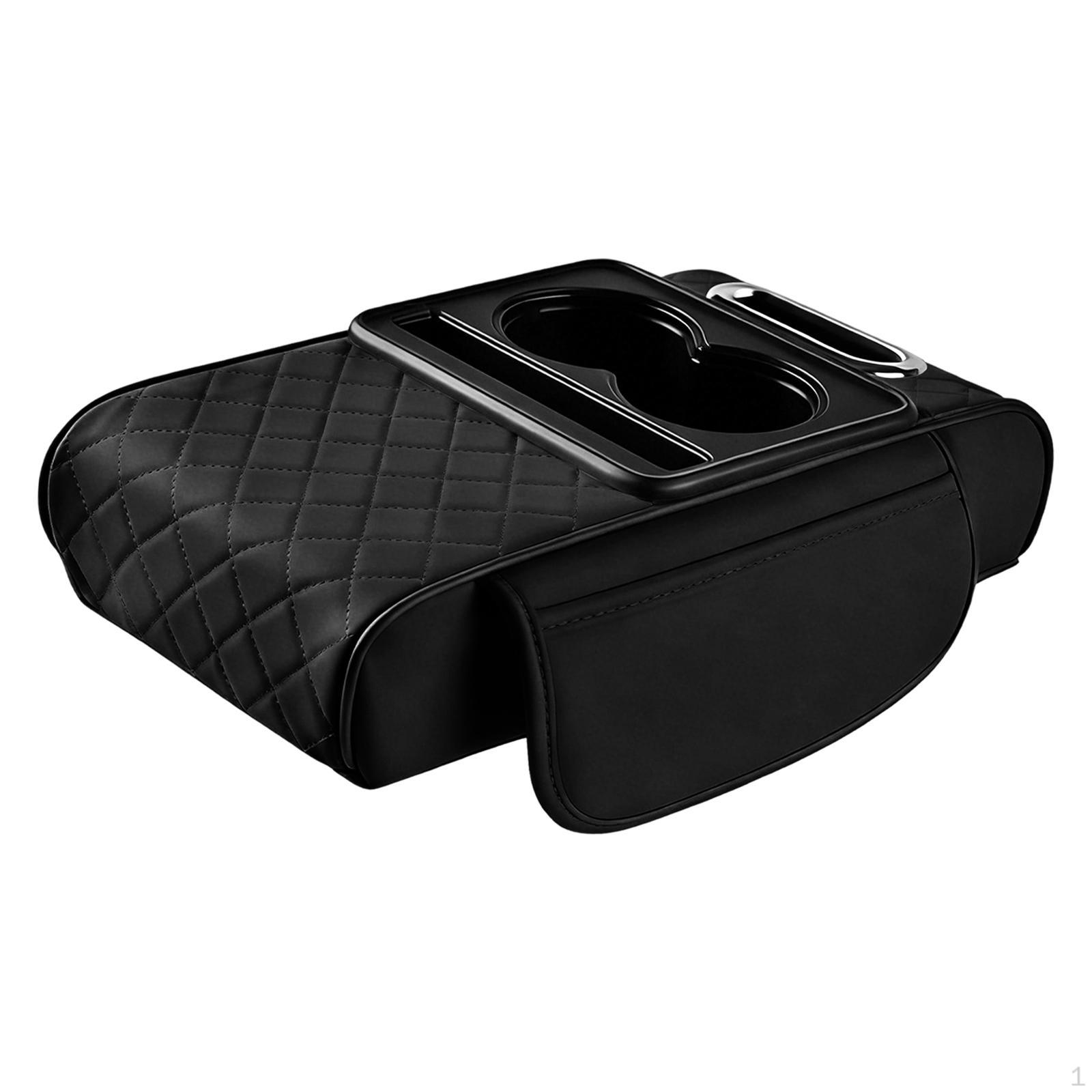 

Console Cover with Storage Box, Organizer Compartment, Armrest Padding for Cars And SUVs Black