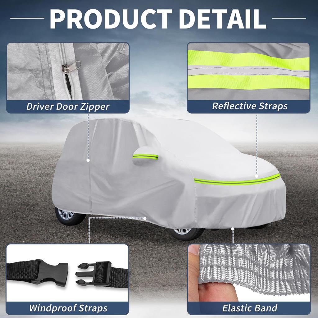 X AUTOHAUX Car Body Cover for Honda New Waterproof Fabric Lightweight and Comfortable for Fleece Paint Seat Door Even if You Forget Windproof Storage