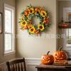 Sunflower Wreath 45cm PVC Floral Decor Christmas Holiday Home Wall Hanging Wedding Party Outdoor Photography Prop