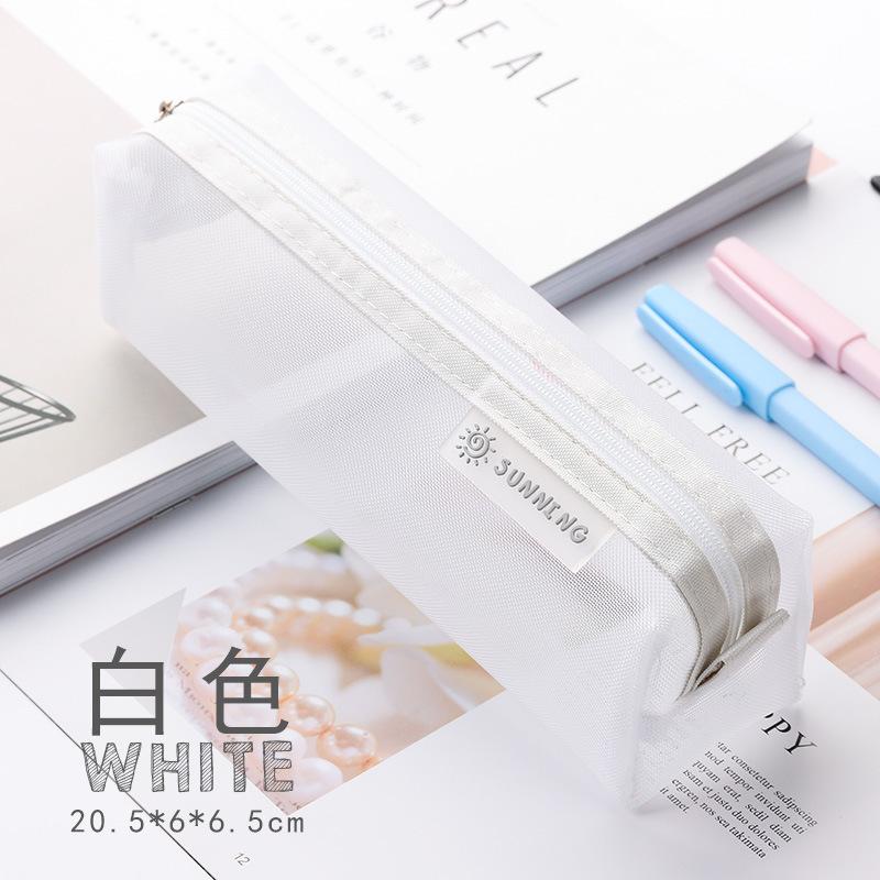 Transparent Mesh Pencil Bag Student Examination Dedicated Nylon Pen Case Unisex Large Capacity Pouch School Supplies Stationery