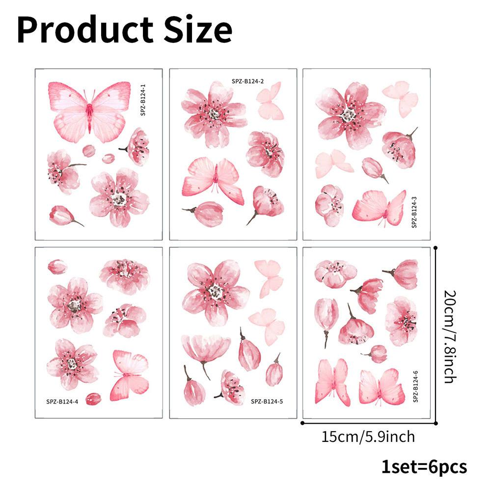 

6pcs Bathroom Wall Stickers Waterproof PVC Flower Pattern Non Slip Bathtub Decals Easy to Paste for Home Decoration 6PCS