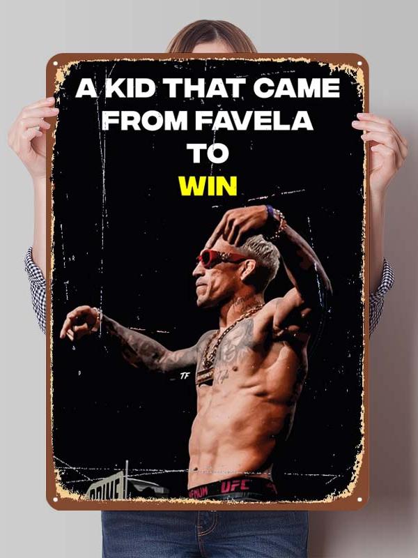 Charles Oliveira Boxer Metallschilder Gaming Zimmer Dekoration Benutzerdefiniertes Boxposter Blechschilder für Wandkunst Dekor Vintage Metallplatte