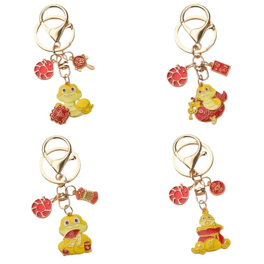 Wealth Snake Year Keychain Chinese Style Cartoon Snake Pendant New Year Key Ring  Year of Chinese