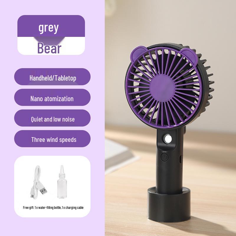 Cartoon Mini Handheld Humidifying Fan with USB Charging