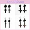 Gothic Black Cross Rose And Snake Animal Earrings With Handcrafted Alloy For Women