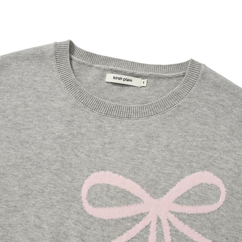 KIRSH Plain Ribbon Cherry Knit [Gray]