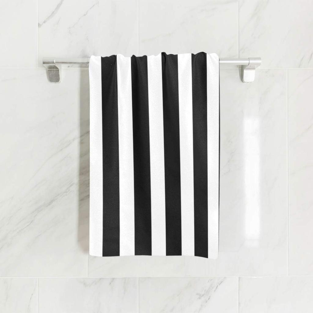 Black White Stripes Hand Towel Soft Towels for Bathroom, Hotel, Gym and Spa 30"x15"