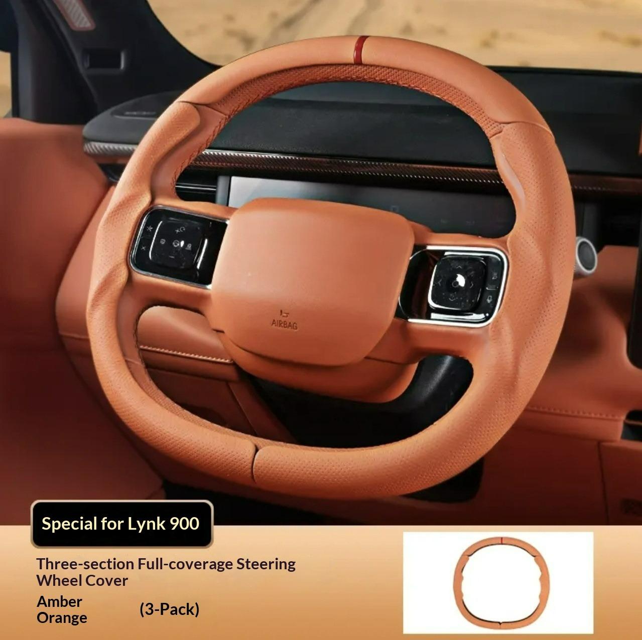 

Specifically Designed Three-section, Full-coverage Steering Wheel Cover for The Lynk & Co 900. Suitable for All Seasons