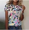 2025 Casual Sports Women's T-shirt Summer New Garden Collar Short Sleeve Geometric Irregular Loose Lightweight Casual