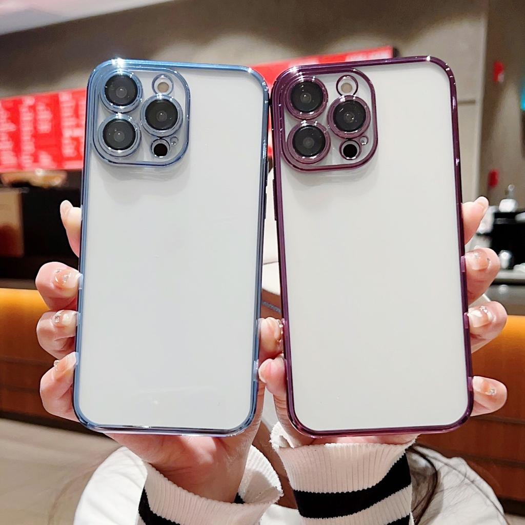 15 für Apple 14promax Galvanisierte Handyhülle Objektivfolie Staubdichtes Netz Integrierte Transparente Weichschale 13/12 Einfarbig 16