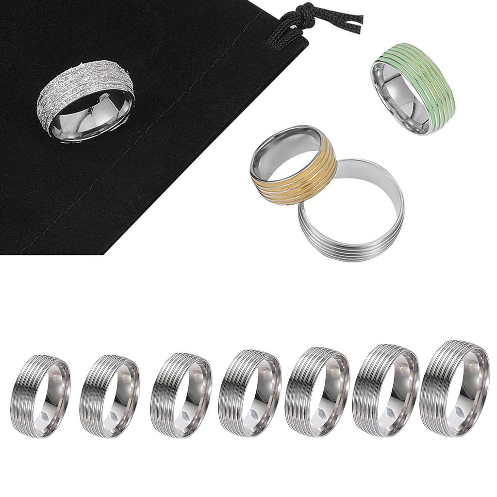 Set of 7 Stylish DIY Drip Glue Crafte Rings Jewelry Charm Versatile Rings Jewelry Set with DLY Drip Glue Craftsmanship