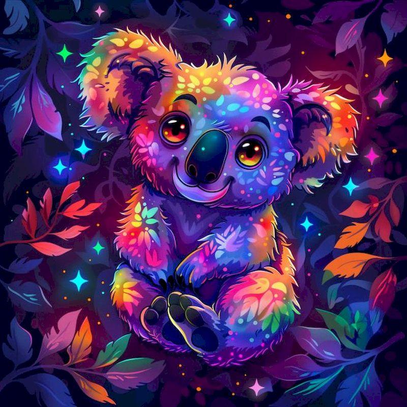 Vollständiges Diamantgemälde Tier 5D DIY Diamantmosaik Koala Fantasy Bastelset Heimdeko Handgemachtes Geschenk