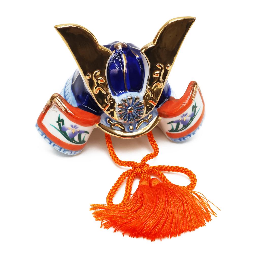 Osaka Choseido May Festival Compact Mini Helmet and Carp Streamer Set Dolls (Indoor Use, Ceramic)