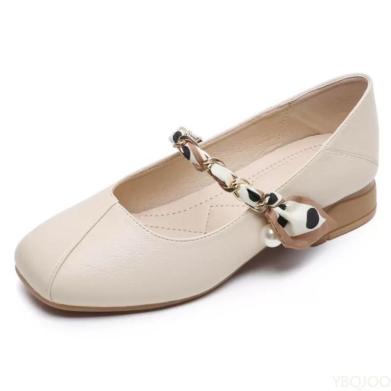 Fashion Retro casual small leather shoes for women in spring breathable low heel elegant simple comfortable women's single shoes