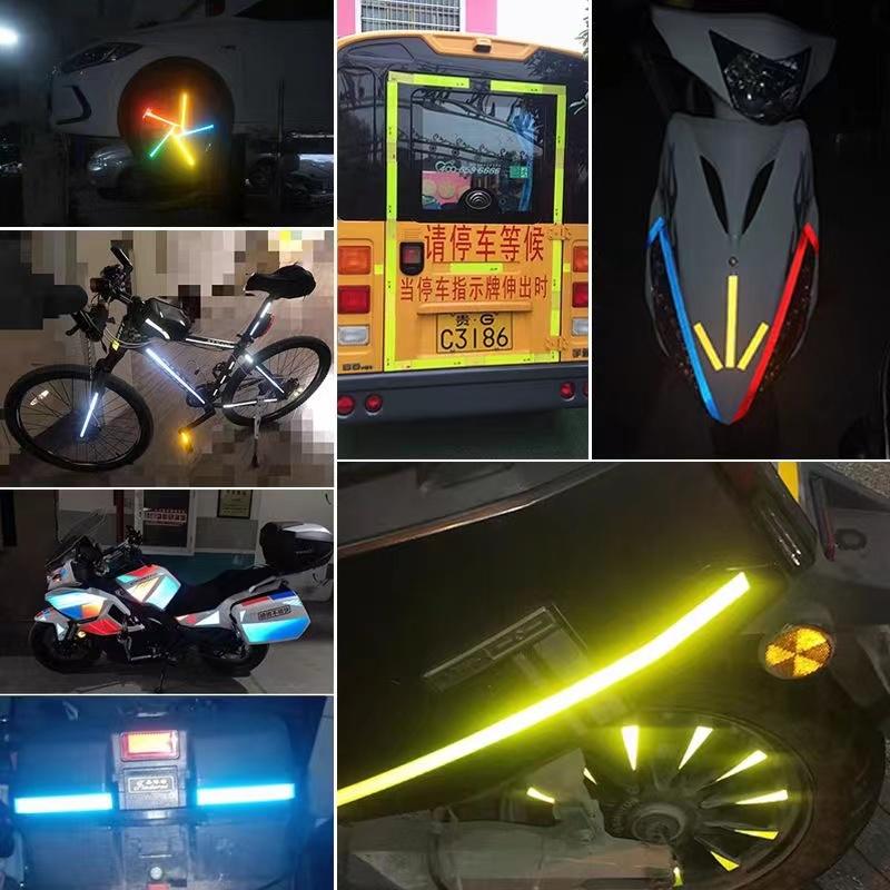 15 mm/30 mm DIY reflekterende klistremerker for biler, motorsykler, elektriske sykler, hjelmer, refleksremser Sikkerhetsadvarsel felgdekaltape