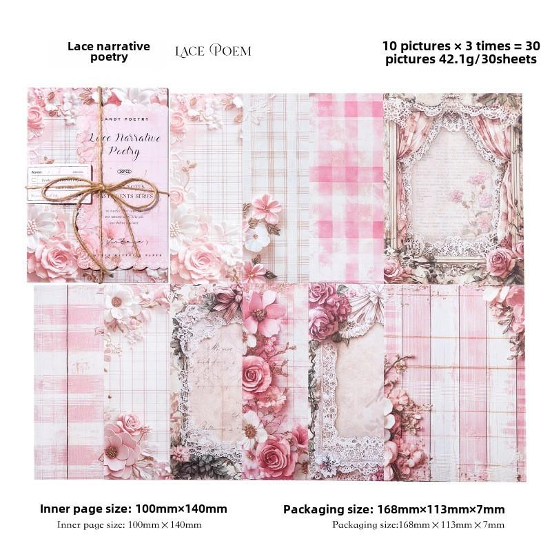 30sheets Vintage Floral Paper Base Decorative Background Paper Hand Made DIY Scrapbooking Craft Paper