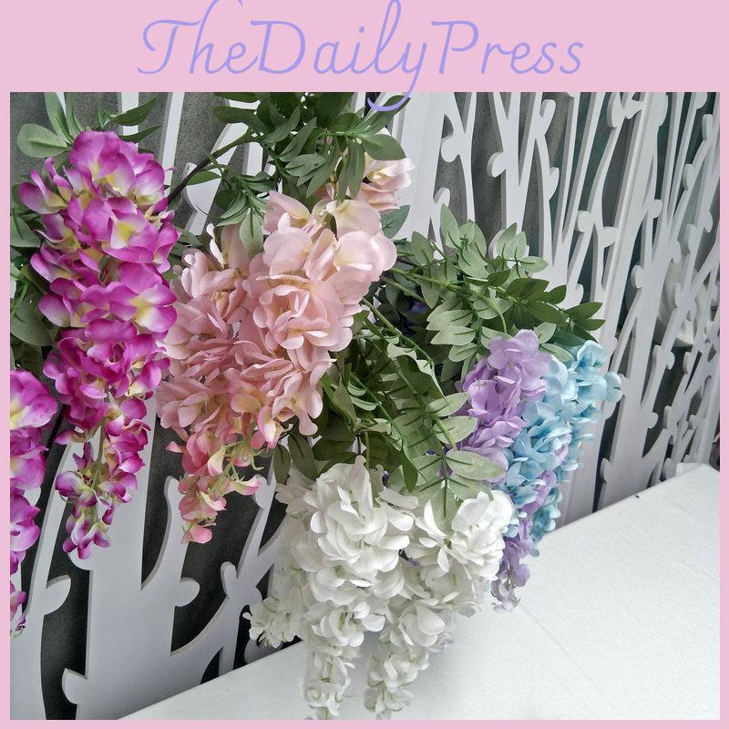 Purple Faux Wisteria Hanging Flowers For Wedding Decor And Event Arrangements Ceiling