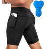 Men Women Cycling Shorts With Gel Pad Quick Dry Bike Pants Side Pockets Rear Zipper Pocket