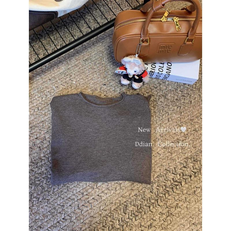 Simple round neck basic knitted bottoming shirt women's autumn and winter casual loose inner top curled sweater