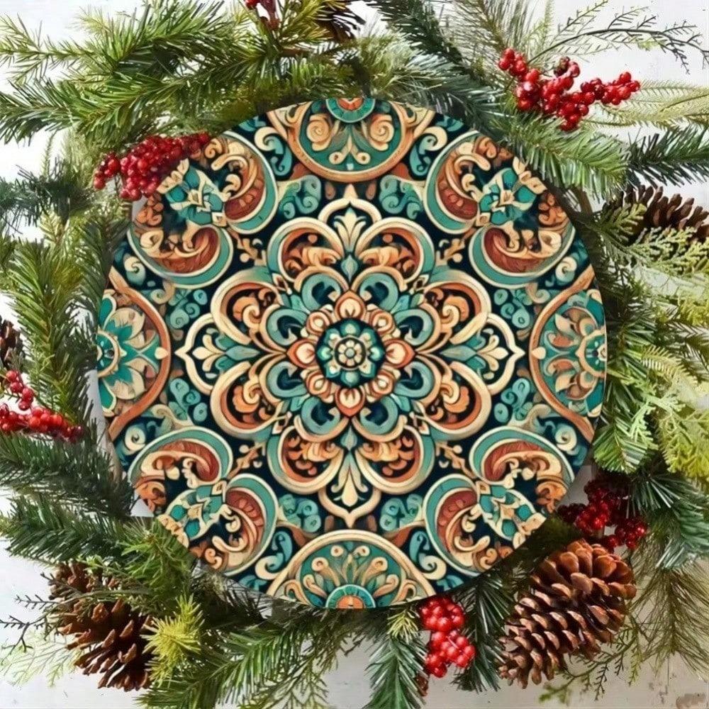 Large Moroccan Floral Metal Wall Art, Vintage Boho Hanging Decor for Living Room, Bedroom, Kitchen, Bar, Cafe