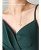 Elegant Heart Pendant Necklace with Natural Freshwater Pearl and Clavicle Chain