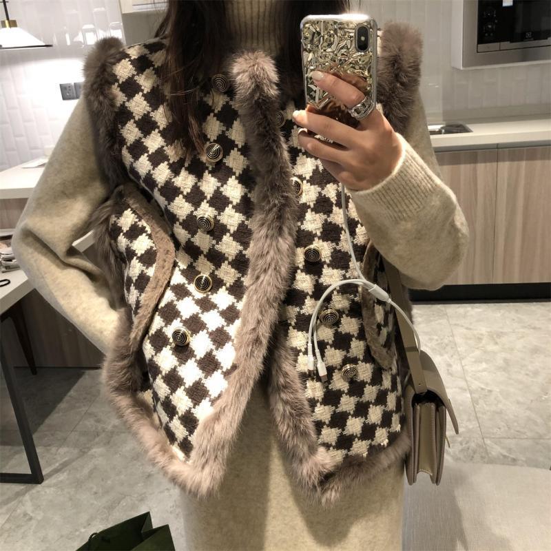 

Qiandongge жилет женский осенне-зимний новый бархатный теплый свободный пальто из искусственного норкового меха 3XL